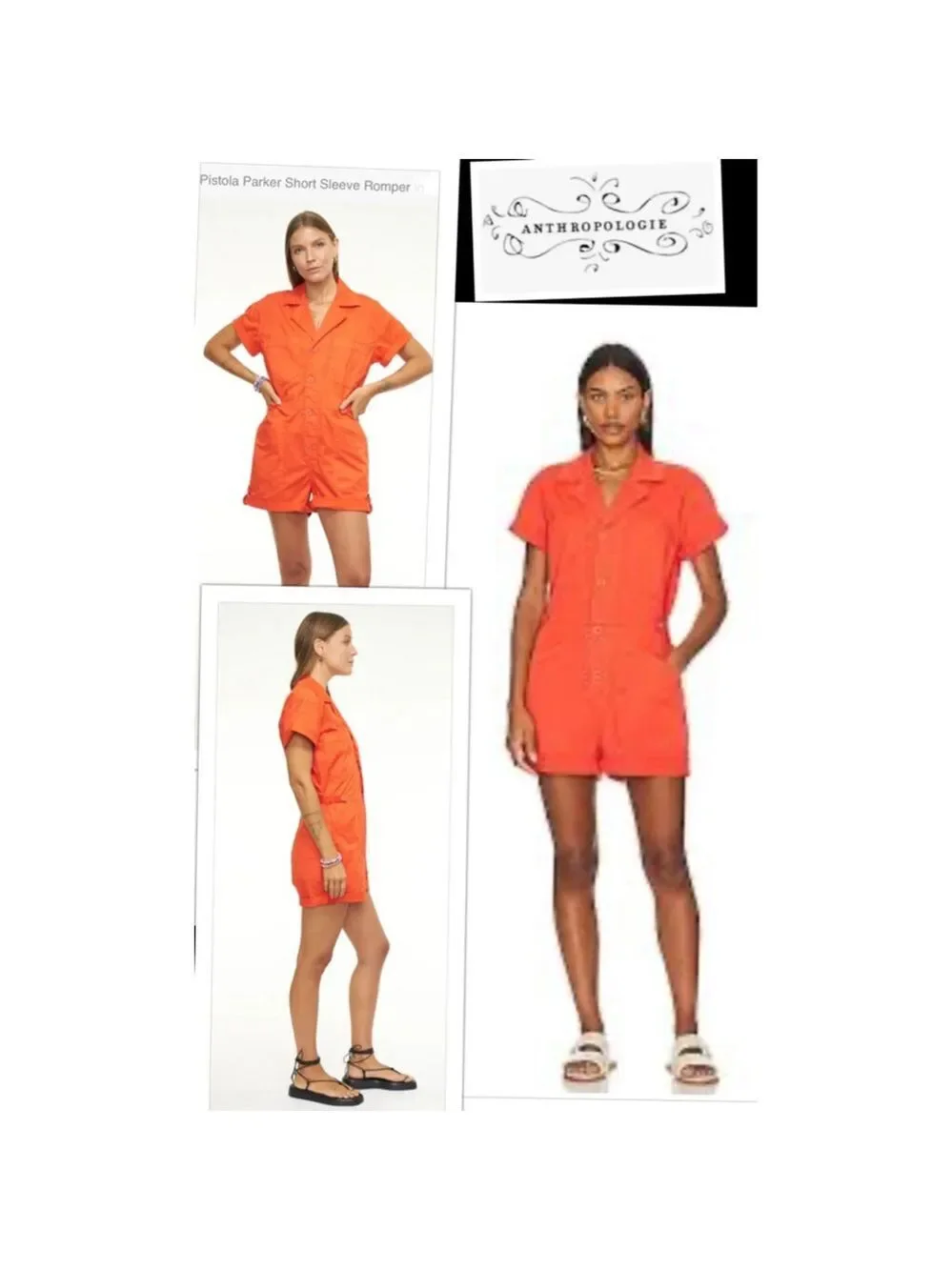 Anthropologie PISTOLA size Large Parker Shorts Romper in Blood Orange - Picture 1 of 11